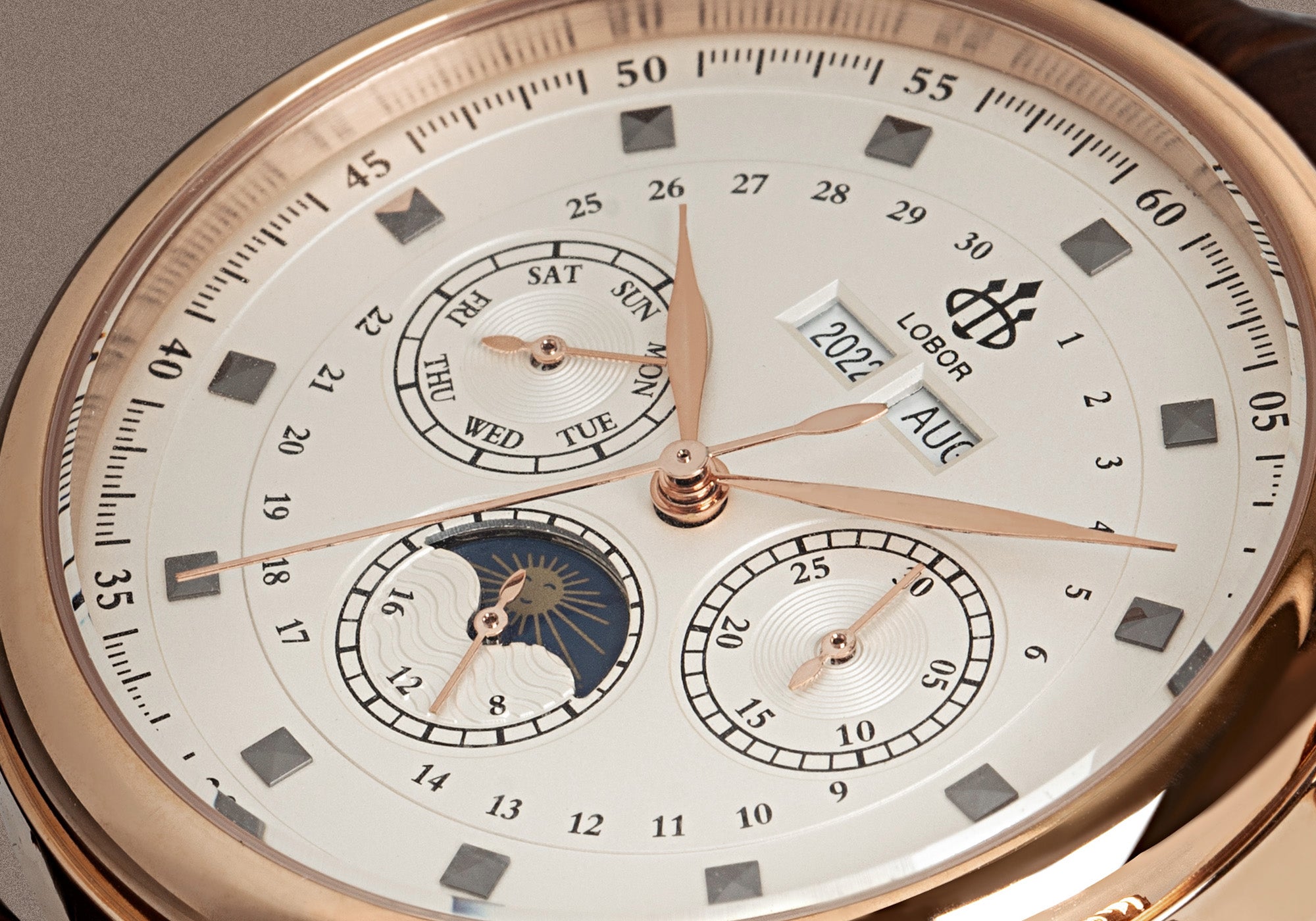 寒蘭、王閣、 HERITAGE CANTERBURY BROWN 35MM | 多功能機械錶| LOBOR Watches 台灣