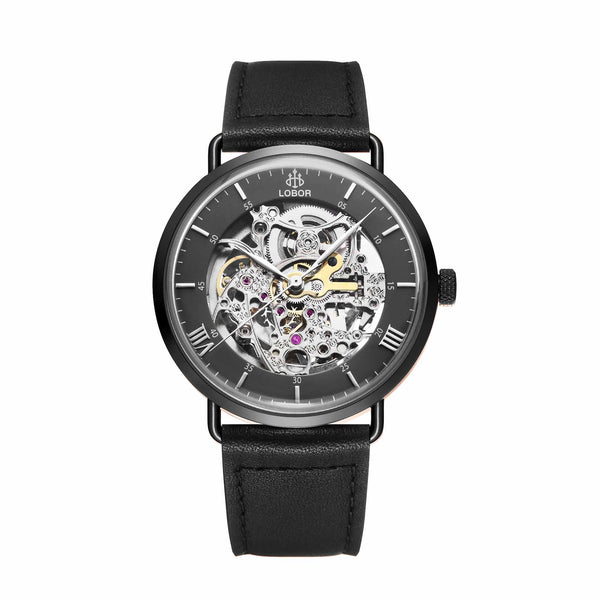 Planetarium Cronenberg Black Leather Watches | LOBOR Watches