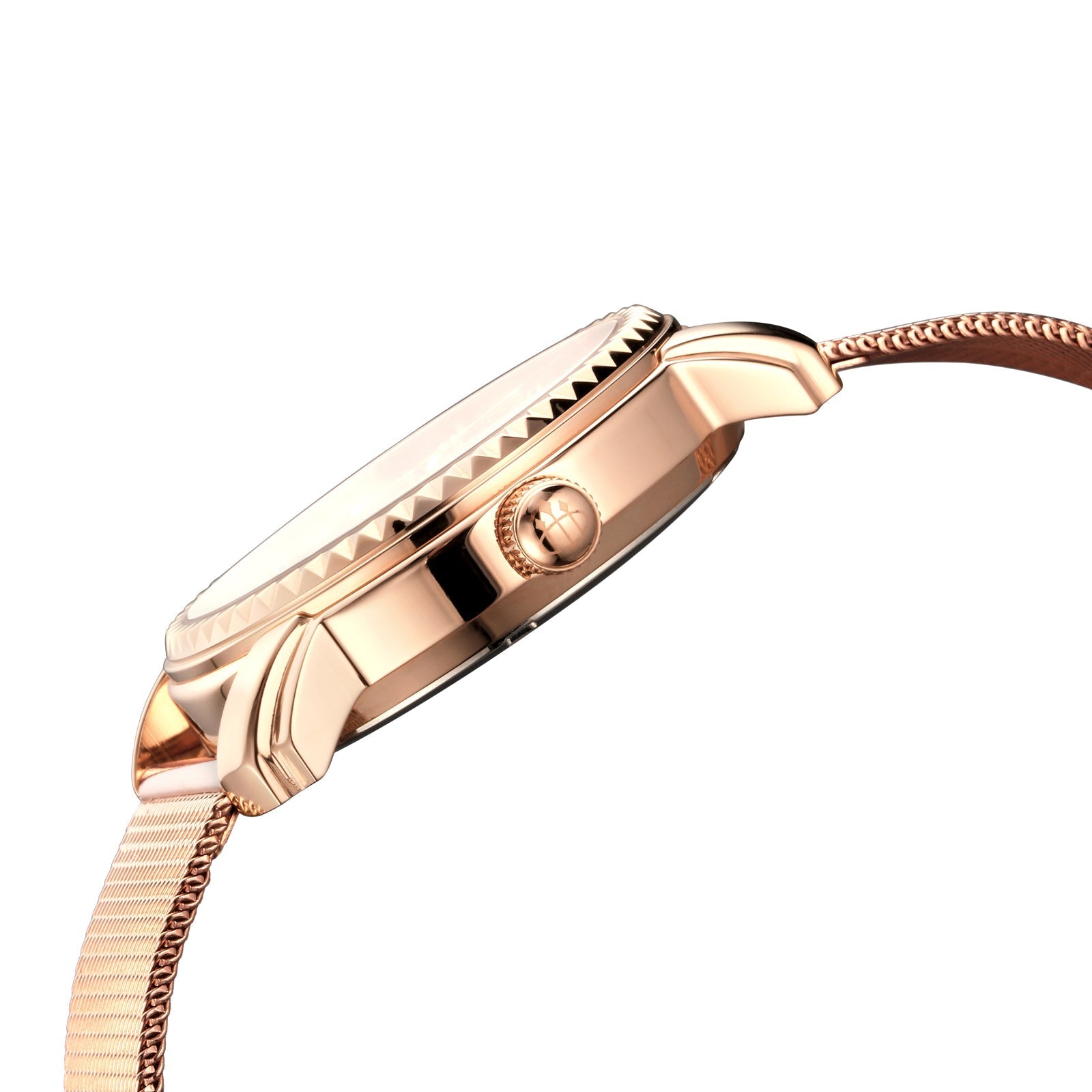 玫瑰金鏤空機械錶